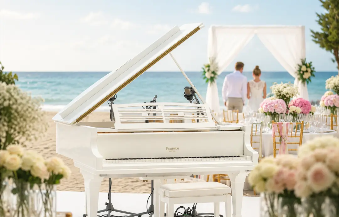 Grand piano on the beach at Les Salines